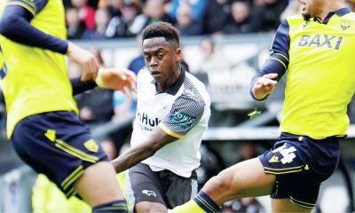 Derby County’s Jaydon Banel fires home the crucial goal