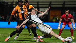 Jude Arthurs has an attempt at goal