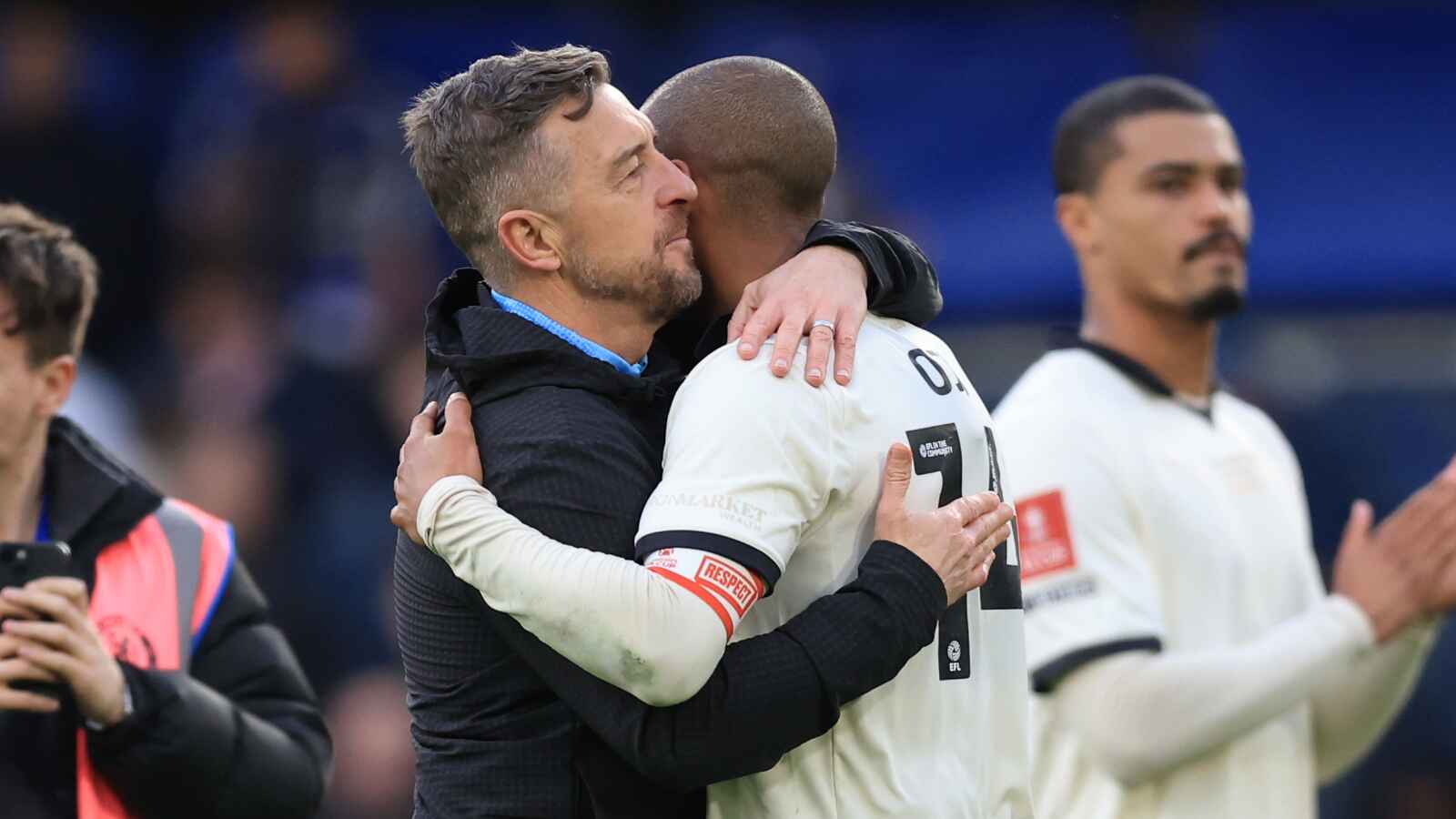 Port Vale manager Jon Brady consoles Funso Ojo