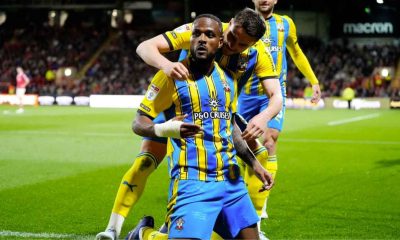 Target-man Cyle Larin celebrates scoring Southampton’s third goal in their 5-1 midweek romp at Wrexham