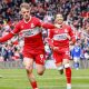 Tommy Conway celebrates scoring his second and Middlesbrough’s fifth