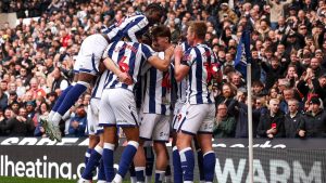 West Brom celebrate their first goal