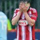 Exeter City’s Liam Oakes looks dejected after conceding