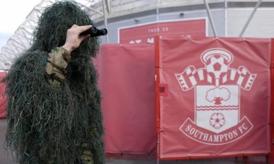 A Southampton fan in camouflage at the home clash with Middlesbrough