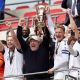 Bromley manager Andy Woodman, centre, celebrates promotion into the EFL in 2024