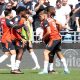 Luton Town’s Callum Marshall, right, celebrates his leveller