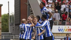 Sheffield Wednesday celebrate Callum Slattery’s opener