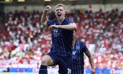 Josh Coburn celebrates his second goal for Millwall