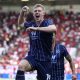 Josh Coburn celebrates his second goal for Millwall
