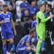 Leicester City players react after being relegated from the Premier League in 2023