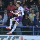 Crawley Town’s Louie Watson celebrates scoring the winning penalty