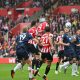 Southampton’s Cyle Larin powers in their first goal