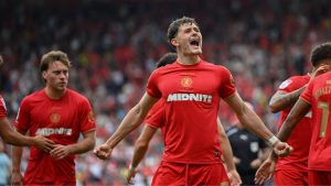 Middlesbrough striker Will Lankshear celebrates his opening goal