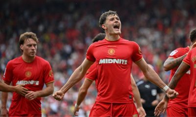 Middlesbrough striker Will Lankshear celebrates his opening goal