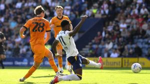 Wolverhampton Wanderers’ Fer Lopez scores his second goal.