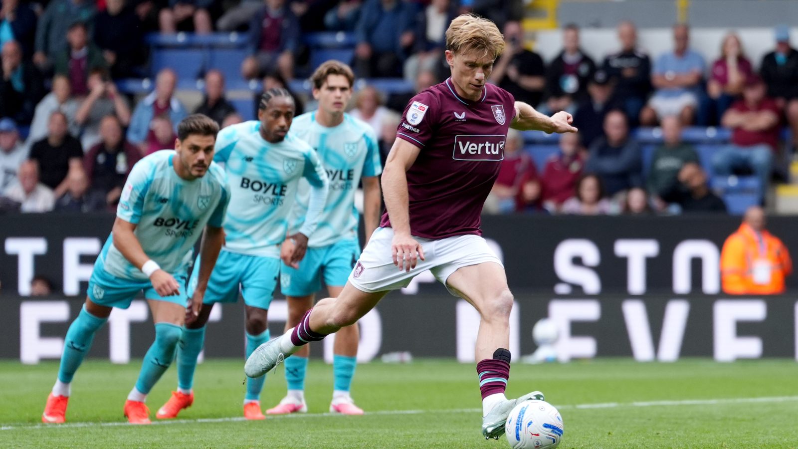 Burnley’s Zian Flemming keeps his composure from the penalty spot against West Ham United.