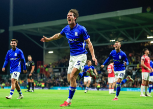 Birmingham City’s Phil Neumann wheels away after scoring their winning goal.