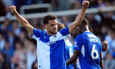 Bristol Rovers’ Fabrizio Cavegn celebrates his winner.