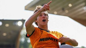 Wolves’ Fer Lopez celebrates his winner against West Brom
