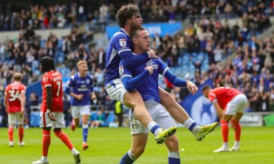 Jack Moylan celebrates scoring his second and Cardiff City’s third