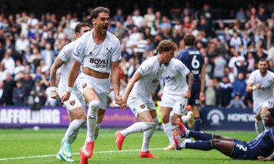Konstantinos Mavropanos celebrates scoring West Ham United’s equaliser.