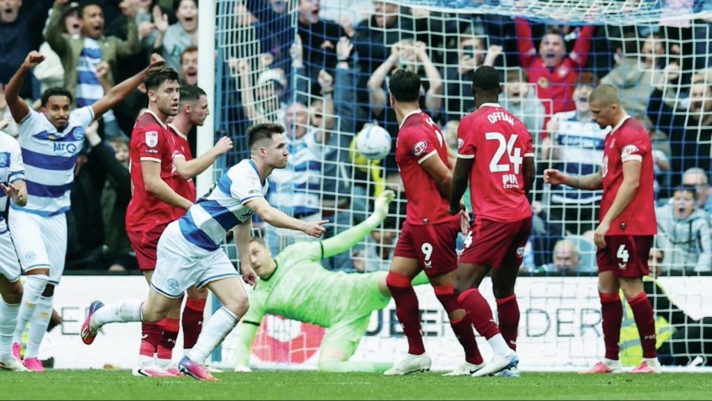 Paul Smyth celebrates his equaliser for QPR.