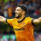 Raul Jimenez wheels away after scoring Wolves’ third goal against Stoke City from the penalty spot