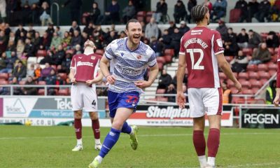 Will Keane celebrates scoring for Reading against Northampton Town last season.
