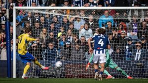 August Priske fires home his penalty for Birmingham City.
