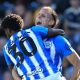Huddersfield Town’s Derensili Sanches Fernandes takes the congratulations after scoring his opener.