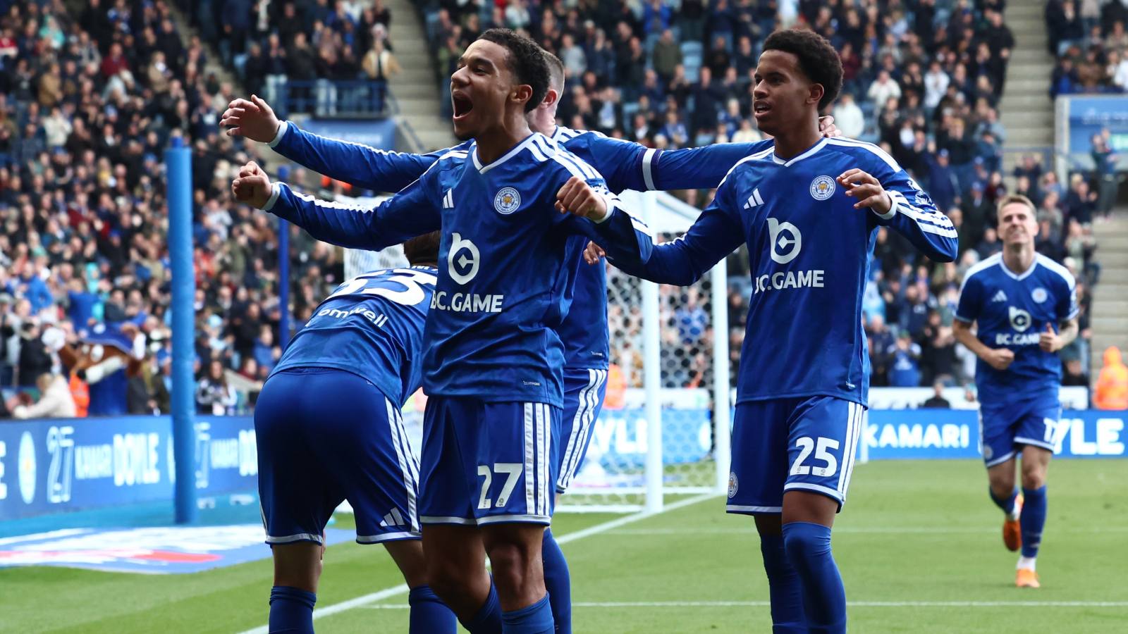 Leicester City’s Kamari Doyle enjoys his goal