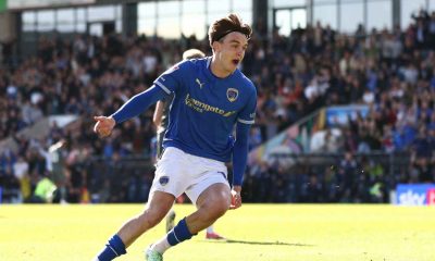 Louie Marsh celebrates scoring for Chesterfield