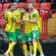 Norwich City celebrate Mathias Kvistgaarden’s goal