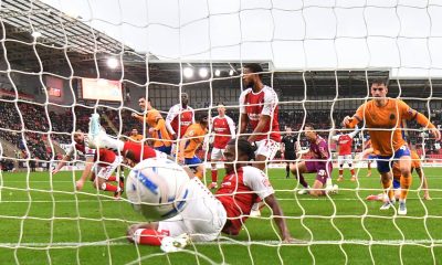 Shrewsbury Town’s Josh Davison cuts the deficit to 2-1