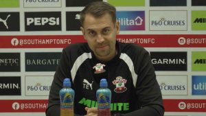 Southampton manager Tonda Eckert speaking to the media after the Spygate ruling