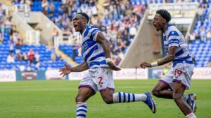 Reading’s Udoka Godwin-Malife, left. savours his equaliser