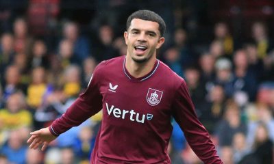 Burnley’s Zeki Amdouni celebrates scoring their second goal
