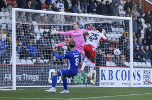 Stevenage’s Wanya Marcal scores the winner