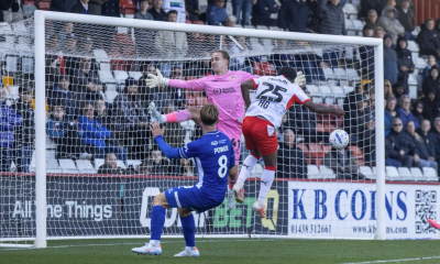 Stevenage’s Wanya Marcal scores the winner