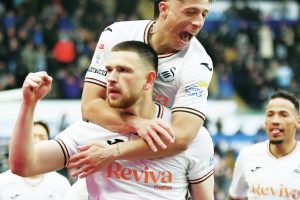 CLINICAL: Zan Vipotnik celebrates his winner with Goncalo Franco PICTURES: Athena Pictures