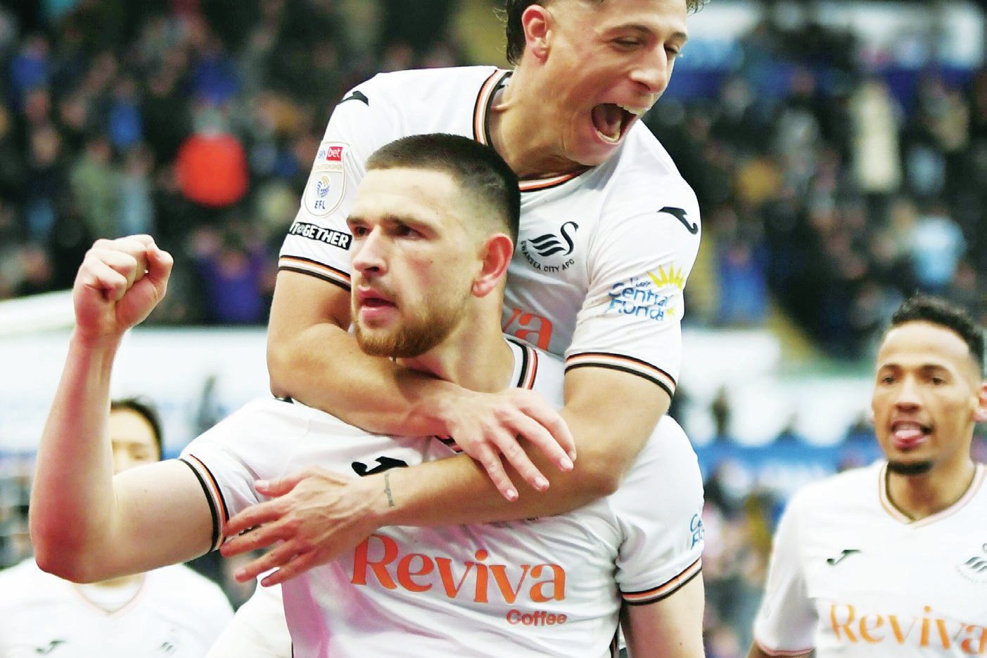 CLINICAL: Zan Vipotnik celebrates his winner with Goncalo Franco PICTURES: Athena Pictures