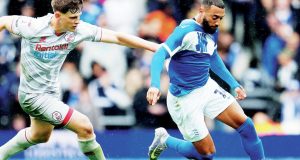ON THE BURST: Birmingham’s Keshi Anderson attempts to break away from Crawley’s Ben Radcliffe PICTURES: Alamy