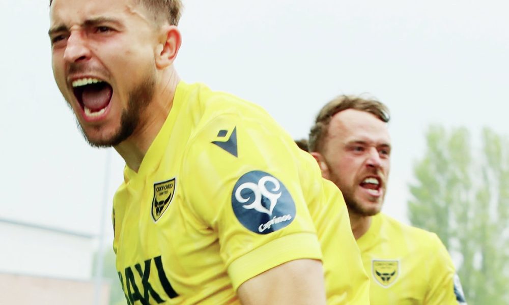 U’S BEAUTY: Michal Helik wheels away after doubling Oxford United’s lead PICTURES: Steve Edmunds