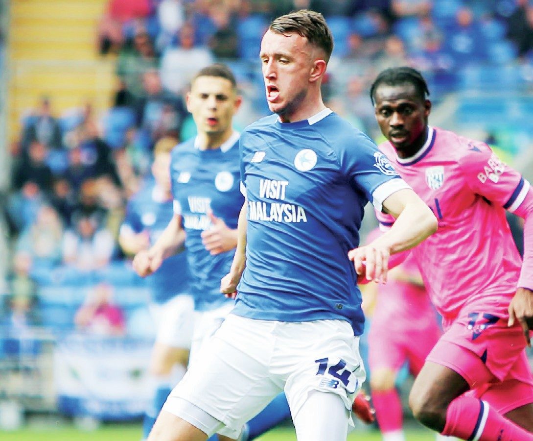 TAKING CONTROL: Cardiff’s David Turnbull on the ball and, inset, the Bluebirds feel the pain PICTURES: Mike Griffiths
