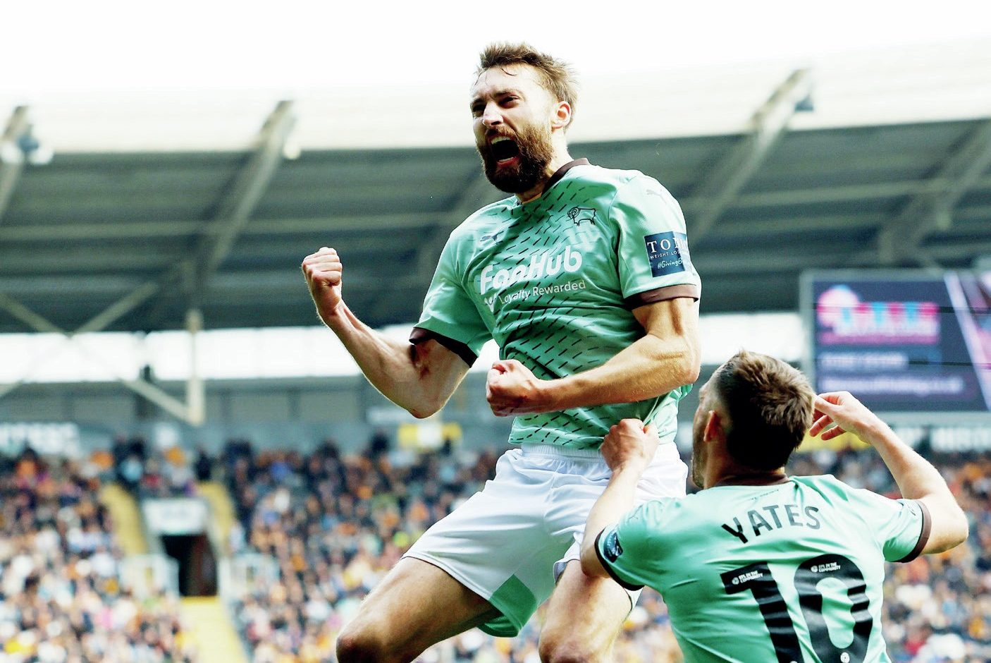 WHAT A FEELING! Nat Phillips celebrates his crucial winner PICTURES: Alamy
