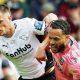 COMMITMENT: Derby County’s Jerry Yates, left, and Stoke City’s Lewis Baker battle it out PICTURES: Alamy