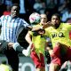 ON THE STRETCH: The Owls’ Djeidi Gassama, left, and Watford’s Yasser Larouci fight for the ball PICTURES: Alan Cozzi