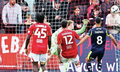 NET GAINS: Crewe’s Conor Thomas scores his side’s second goal PICTURES: Alamy