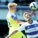 UP FOR IT: Preston North End’s Ali McCann and Queens Park Rangers’ Nicolas Madsen PICTURE: CameraSport
