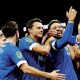 Callum Robinson, second from right, celebrates scoring Cardiff City’s second at Burnley